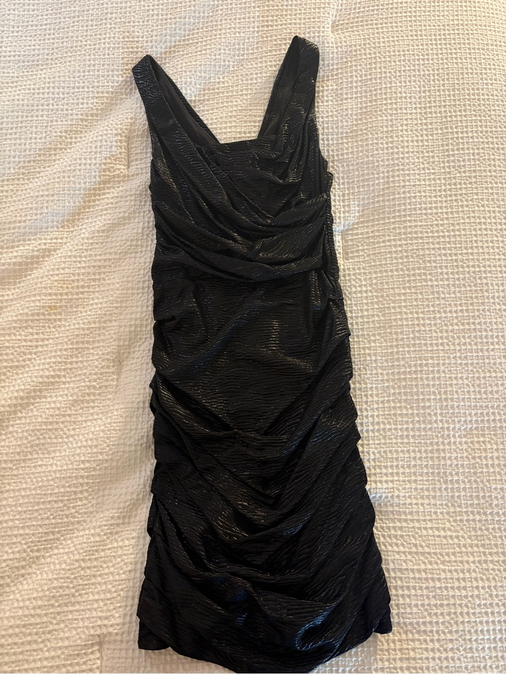 Express Black Shimmery Ruched Tank Mini Dress